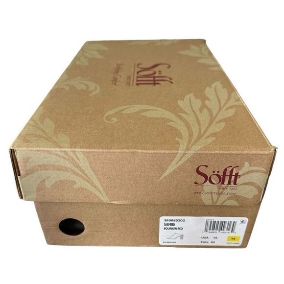 Sofft Safire Dark Red Italian Leather Open Toe Women’s Block Heel Mule Clogs 10 - Picture 8 of 10